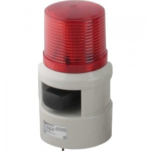 Светосигнальный маячок INNOCONT с усиленным звуком, диаметр основания 120мм, L=230мм, светодиод(постоянное/мигающее), зуммер 100дБ, цвет: красный, 220VAC, IP54. кабель 0,5м SFL100B-220-R