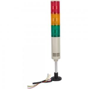 Светосигнальная колонна INNOCONT d=56мм, светодиод, стойка 70мм, основание d=70мм, постоянное свечение, зуммер, цвет: красный, желтый, зеленый, 24VDC, IP50, кабель 0,5м TL56B-024-RYG