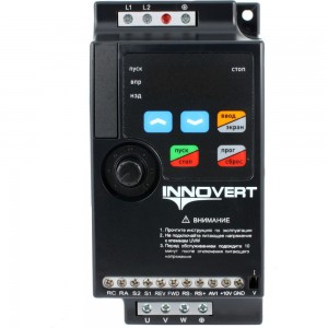 Преобразователь INNOVERT ISD mini PLUS, выходной ток 6.0 А 1,1 кВт вх: 1ф x 220В / вых: 3ф х 220В ISD112M21E