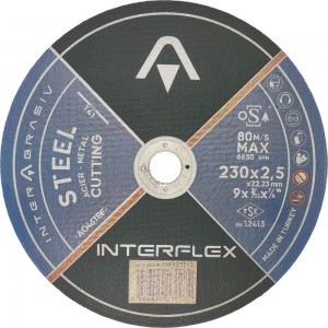 Отрезной круг Steel A046TBF 230x2.5x22 мм, Т41, металл Interflex 4078232510