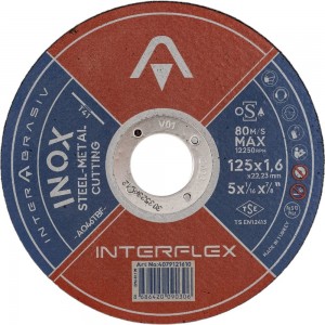 Круг отрезной круг INOX A046TBF 125x1.6x22 мм, Т41, нержавеющая сталь, металл Interflex 4079121610