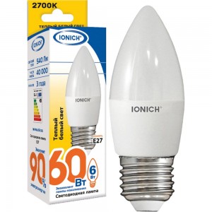 Лампа IONICH ILED-SMD2835-C37-6-540-230-2.7-E27 1631
