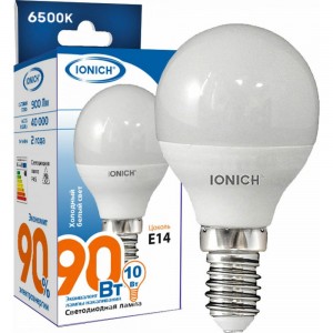 Светодиодная лампа IONICH Шар ILED-SMD2835-P45-10Вт-900Лм-230В-6500К-E14 1805