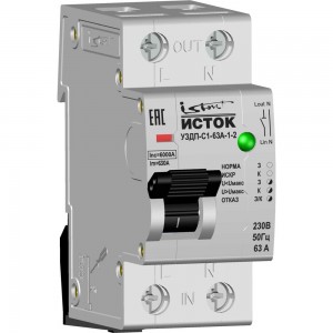 Устройство защиты от дугового пробоя в комплекте с устройством проверки ISTOK УЗДП-С1-63А-1-2 + УЗДП-ск-ИСТ-001
