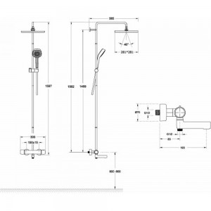 Термостатическая душевая колонна Jacob Delafon ATOM E26238-CP 00000114651