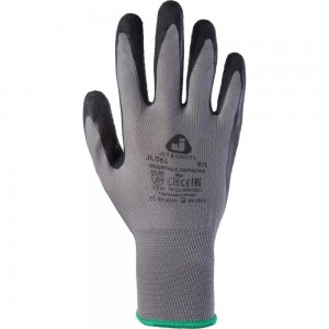Защитные перчатки из полиэфирной пряжи c рельефным латексным покрытием Jeta Safety размер 8/M, серый/черный JL061/M