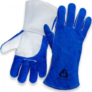 Перчатки сварщика с крагой Jeta Safety Ferrus Frost, цвет синий/серый, JWK601-XL