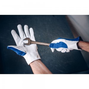 Кожаные перчатки Jeta Safety Locksmith синий/белый JLE321-9/L