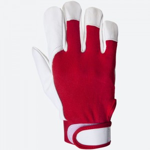 Кожаные перчатки Jeta Safety Mechanic, цвет красный/белый, манжета велкро JLE301-9/L