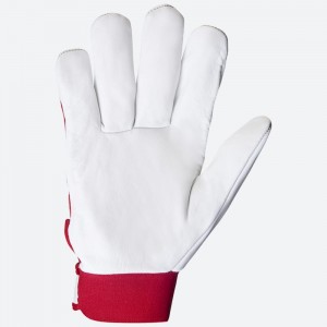 Кожаные перчатки Jeta Safety Mechanic, цвет красный/белый, манжета велкро JLE301-9/L