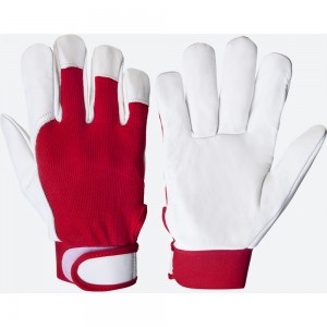 Кожаные перчатки Jeta Safety Mechanic, цвет красный/белый, манжета велкро JLE301-10/XL