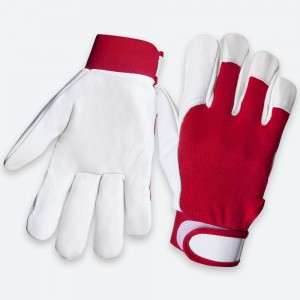 Кожаные перчатки Jeta Safety Mechanic, цвет красный/белый, манжета велкро JLE301-8/M
