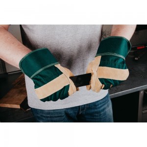 Комбинированные кожаные перчатки с усилением ладони Jeta Safety Sigmar Comfort, коричневый/зеленый JSL-501-10/XL