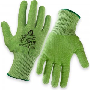 Трикотажные перчатки от порезов из полиэтиленовой пряжи Jeta Safety Самурай 02 Грин 5 класс JC061-L