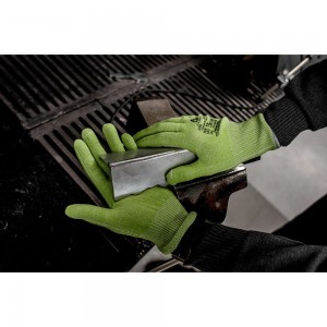 Трикотажные перчатки от порезов из полиэтиленовой пряжи Jeta Safety Самурай 02 Грин 5 класс JC061-L