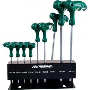 Комплект угловых двухсторонних ключей Jonnesway TORX H10MT09S