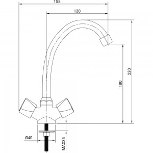 Двуручный смеситель для мойки Juguni JGN0430, кран-букса резиновая, хром/мах. 0402.644