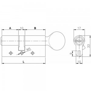 Цилиндровый механизм с вертушкой KALE KILIT 164 DBM-E/80 (35+10+35) мм, никель, 5 кл. 26559
