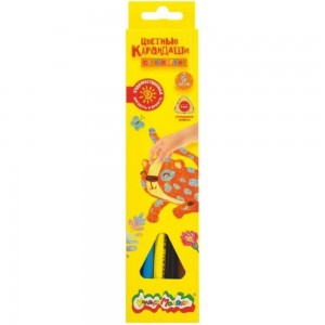 Набор цветных карандашей Каляка-Маляка Премиум 6 цветов утолщенный, супермягкий грифель, трехгранные КМКМ06