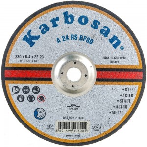 Диск шлифовальный по металлу 230х6.4х22 мм Karbosan 10600