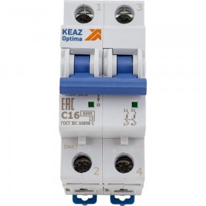 Автоматический модульный выключатель КЭАЗ OptiDin BM63-2C16-УХЛ3 260599