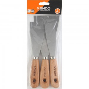 Набор скребков KENDO с деревянной ручкой, 3шт 45121