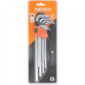 Набор шестигранных ключей KENDO с шаром, 9 шт, с удлиненной ручкой 20733