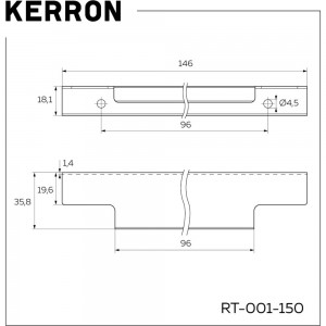 Торцевая ручка Kerron 150 мм, матовый черный RT-001-150 BL