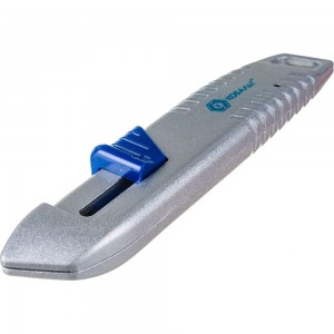 Безопасный технический нож, трапециевидные лезвия 19мм 3шт, металлический корпус КОБАЛЬТ 242-083