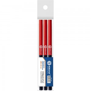 Строительный карандаш КОБАЛЬТ 2-х цветный, красный/синий, 180/10 мм, 3 шт 793-138