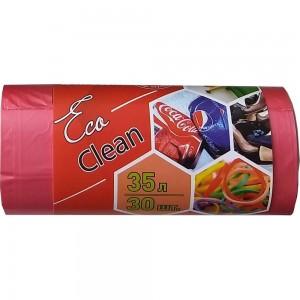 Мешки Ecoclean (35 л, 30 шт., ПНД, красный, 8 мкм, 48х58 см) Концепция Быта 3774