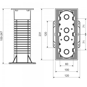 Установочная тройная коробка KOPOS для утепленного фасада 100х230х247 мм KEZ-3_KB