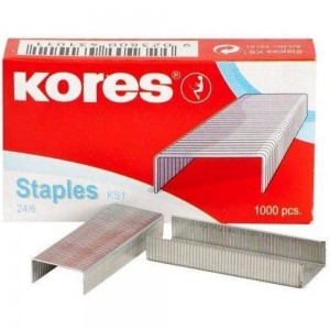 Скобы для степлера Kores N24/6 никелированные 2-30 лист. 1000 шт в уп. 60915