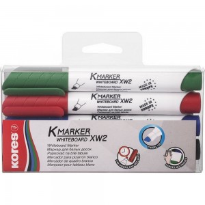 Маркер для досок Kores набор 4 цвета, 3-5 мм, скошенный наконечник 20845 867787