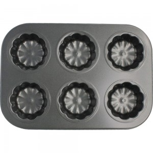 Форма для выпечки КОШКИН ДОМ 6 ячеек для кексов, с антипригарным покрытием 50-18-002