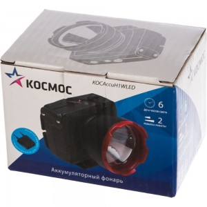 Светодиодный аккумуляторный налобный фонарь КОСМОС KOCAccuH1WLED LED 2 режима 1Вт 500мАч зарядка от 220В 407409