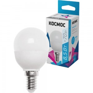 Светодиодная лампа КОСМОС LED 8.5Вт Шар 220В E14 4500К LkecLED8.5wGL45E1445