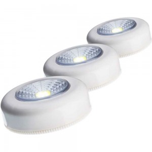 Самоклеящийся фонарь подсветка КОСМОС комплект из 3 штук 1Вт COBLED/3xAAA/ABS-пластик/ KOC304B
