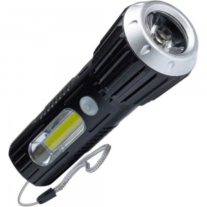 Ручной аккумуляторный фонарь КОСМОС 1Вт LED+2Вт COB, коллиматорная линза, Li-ion 18650 1000mAh, ABS-пластик, USB шнур KOS114Lit