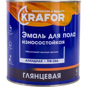 Эмаль Krafor ПФ-266 для пола желто-коричневая 2.7 кг