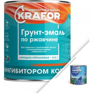 Грунт-эмаль по ржавчине KRAFOR ЧЕРНАЯ 1,9 кг 6 26696