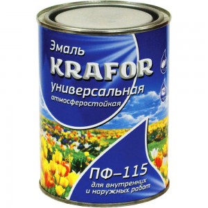 Универсальная эмаль Krafor ПФ-115 черная 6 кг 4 25969