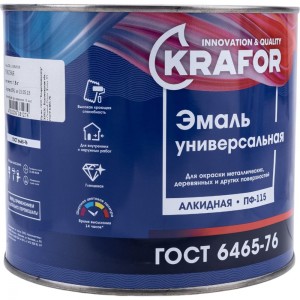 Универсальная эмаль Krafor ПФ-115 красная 1.8 кг 6 26020