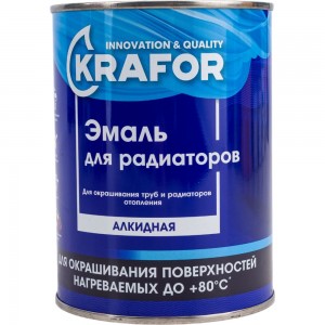 Алкидная эмаль для радиаторов Krafor белая 0.9 кг 6 26312