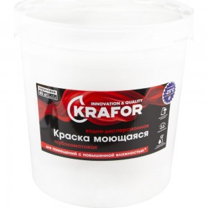 Интерьерная краска KRAFOR моющаяся водно-дисперсионная глубокоматовая 40 кг 41833