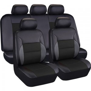 Чехлы для автомобильных сидений KRAFT LUXURY универсальные, экокожа, черно-серые KT 835641