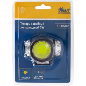 Налобный светодиодный фонарь KRAFT 3W KT 835902