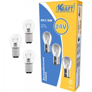 Лампа накаливания KRAFT P21/5W 24v21/5w BAY15d упаковка 10 шт. KT 700040
