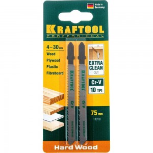 Пилки Kraftool для электролобзика по дереву 75x2.5 мм чистый рез 2 шт. EU 159511-2.5