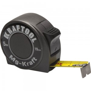Рулетка Kraftool PRO MG-Kraft, особопрочный корпус, Mg сплав, нейлон, суперкомпактный размер, 5м 19м 34129-05-19